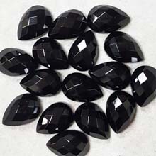 10X15MM FACETED PEAR CABOCHON BLACK ONYX(8PCS/BAG)